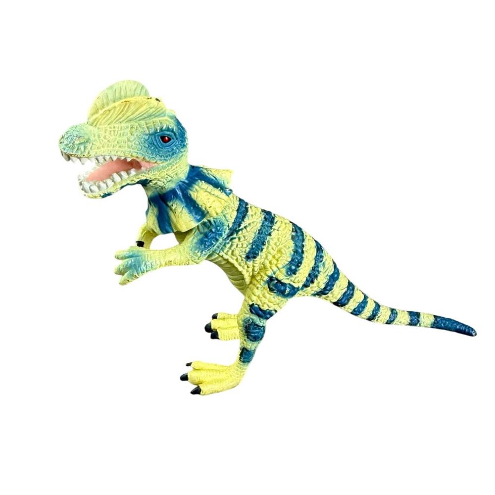 Vintage Dinosaur Dilophosaurus 1986 Yellow Blue Action Figure Toy